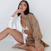 Passendes Set mit Shorts mit Farbblock-Taschen - Khaki